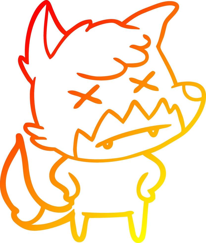 warm gradient line drawing cartoon dead fox vector