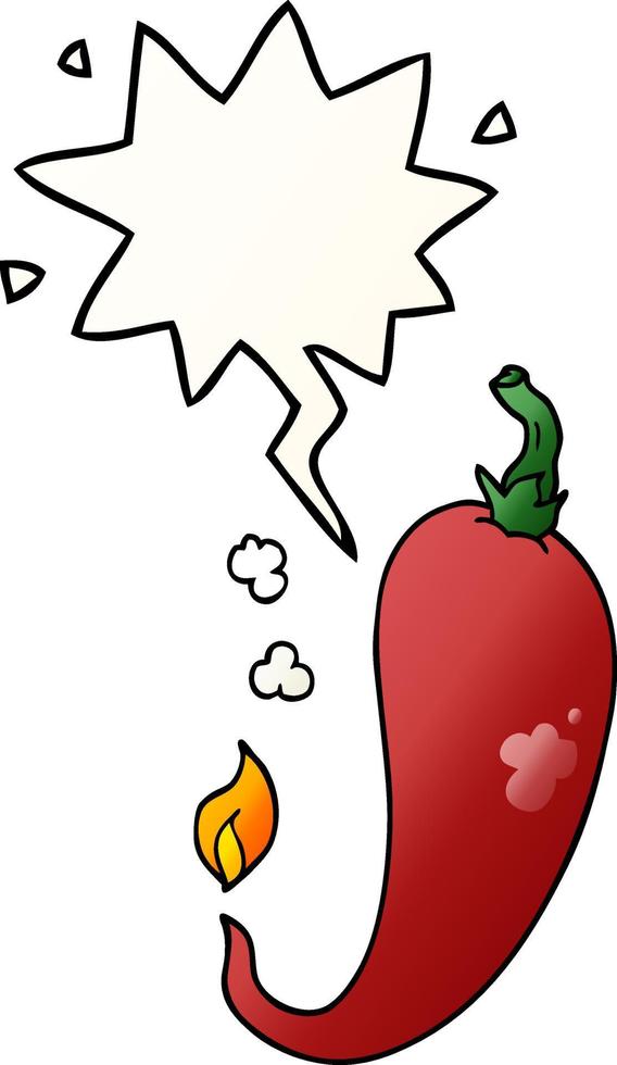 cartoon chili pepper and speech bubble in smooth gradient style vector