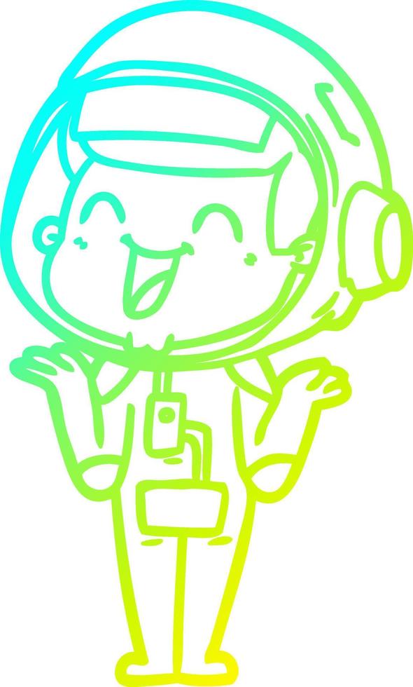 cold gradient line drawing happy cartoon astronaut vector