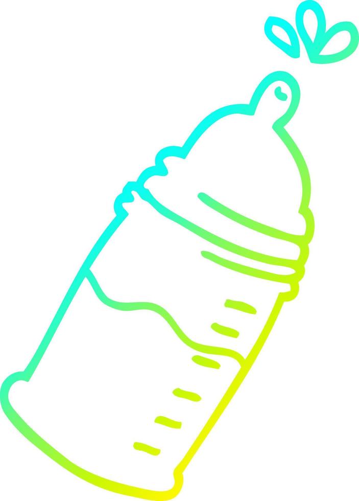 cold gradient line drawing cartoon baby bottle vector