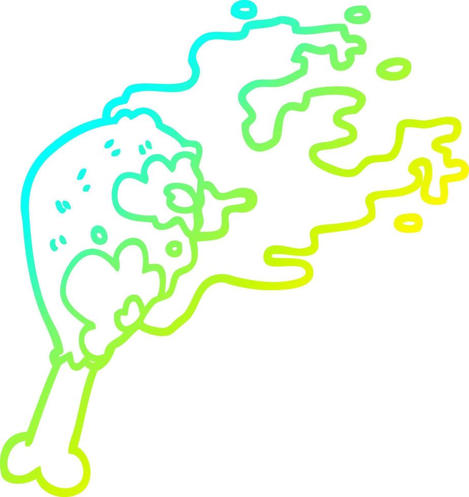 cold gradient line drawing cartoon cooked chicken leg vector