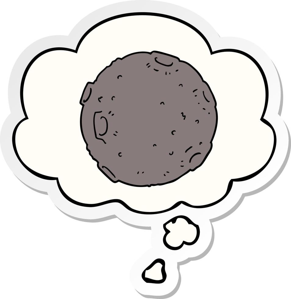 cartoon moon and thought bubble as a printed sticker vector