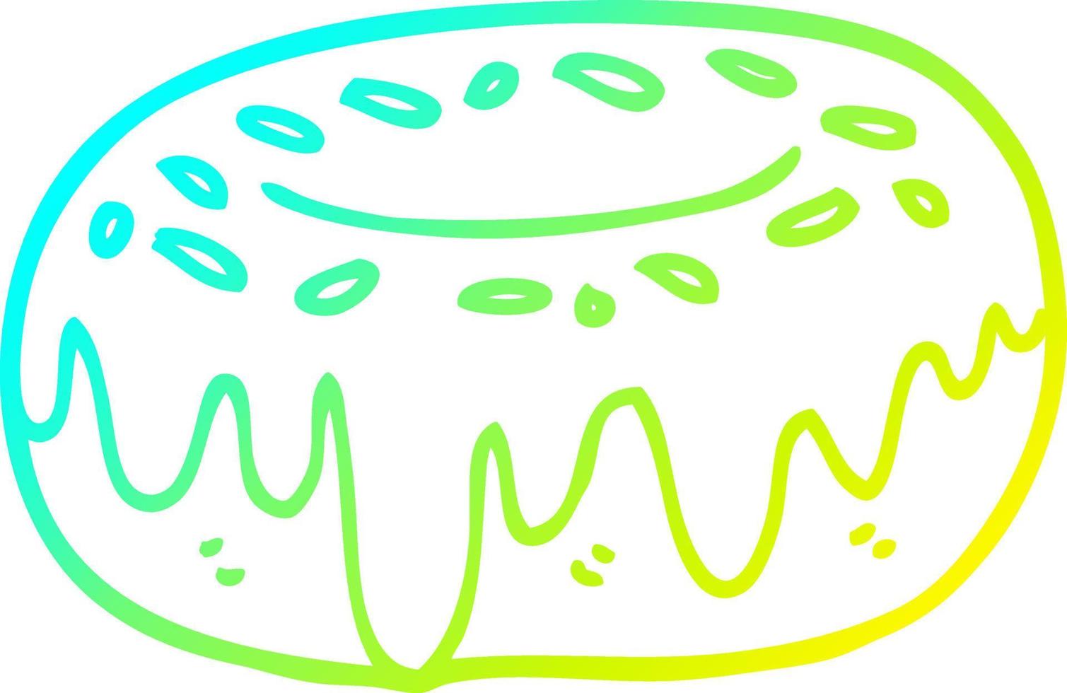 cold gradient line drawing cartoon donut with sprinkles vector