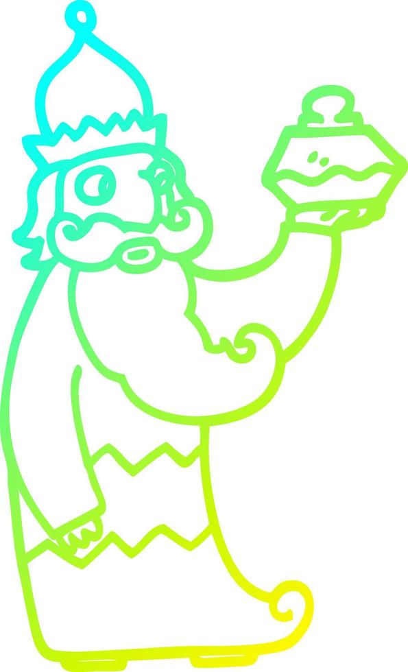 cold gradient line drawing one of the three wise men cartoon vector