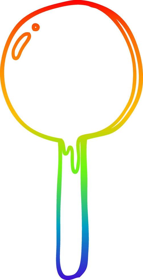 piruleta de dibujos animados de dibujo de línea de degradado de arco iris vector