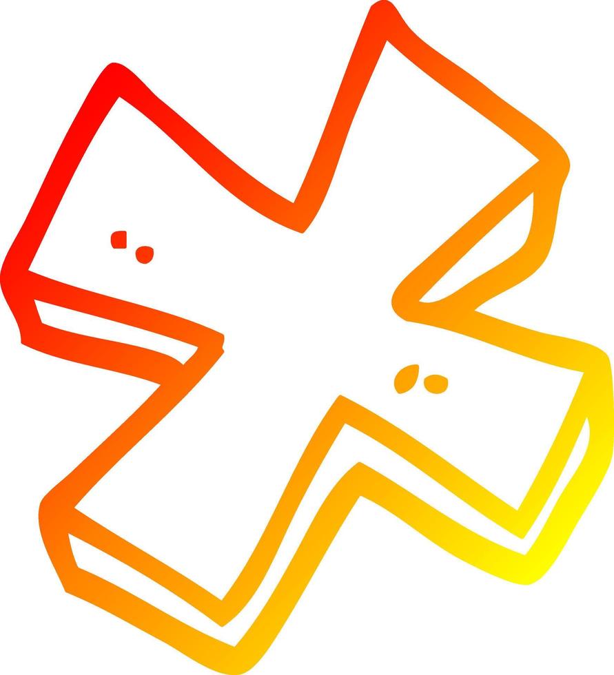 warm gradient line drawing cartoon multiplication symbol vector
