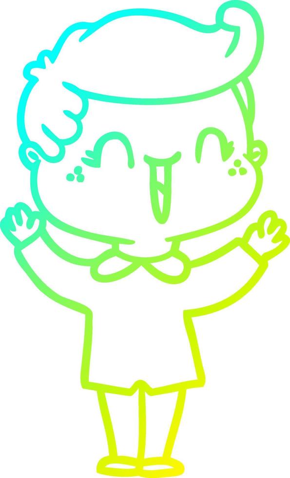 cold gradient line drawing cartoon laughing boy vector