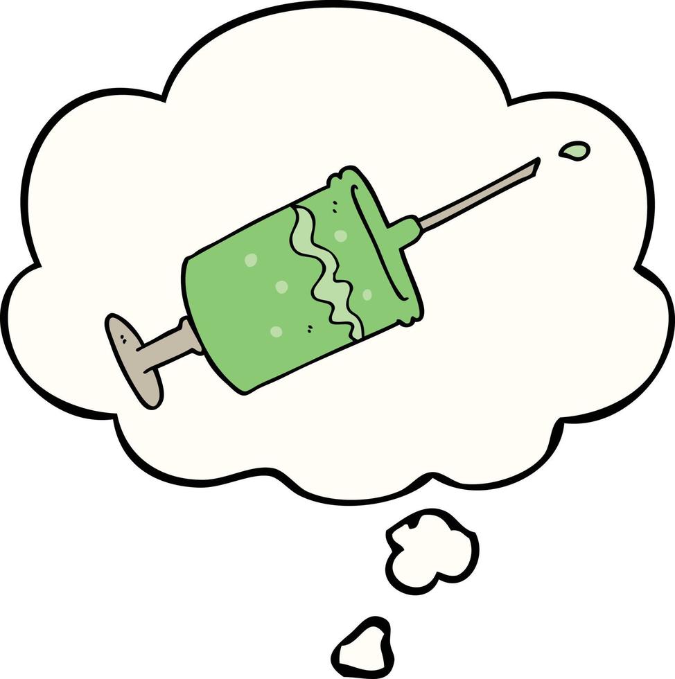cartoon syringe needle and thought bubble vector
