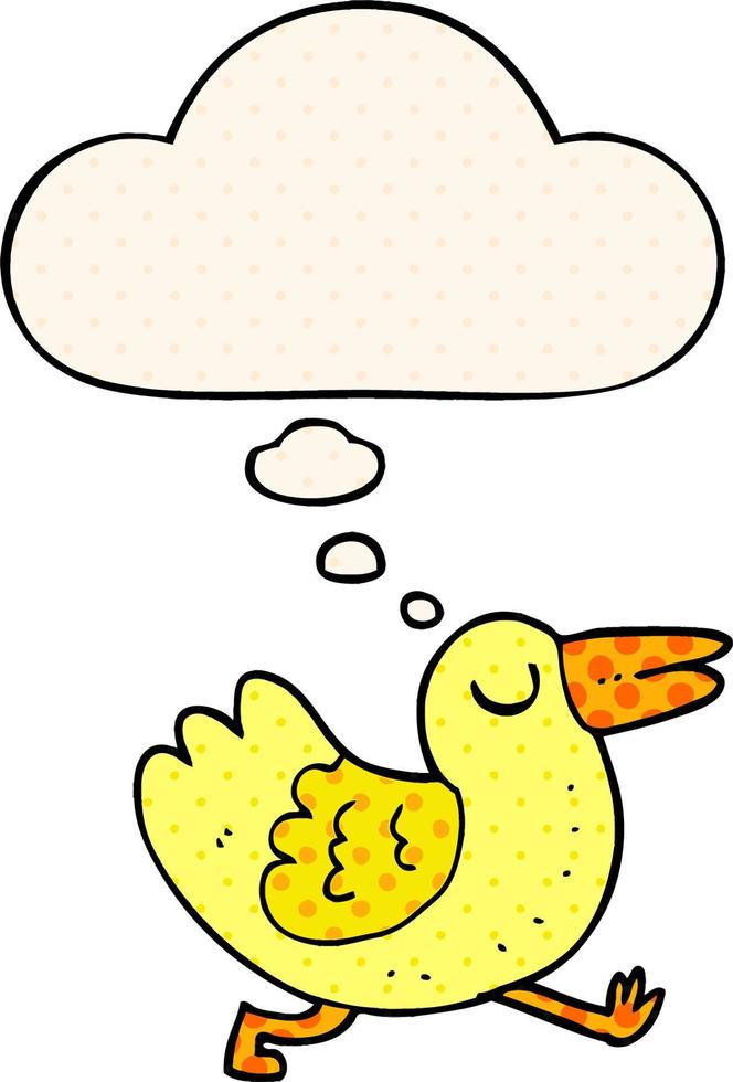 cartoon bird and thought bubble in comic book style vector