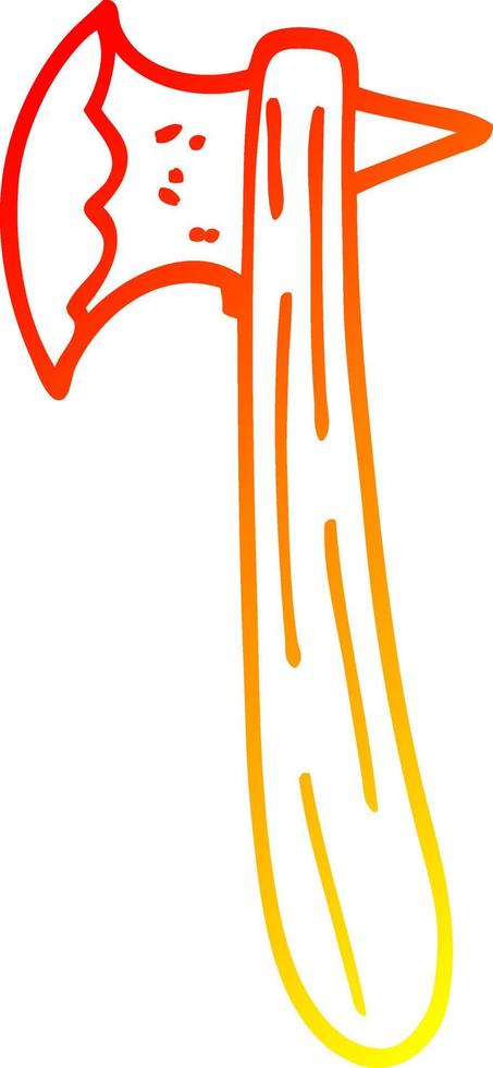 warm gradient line drawing cartoon old axe vector
