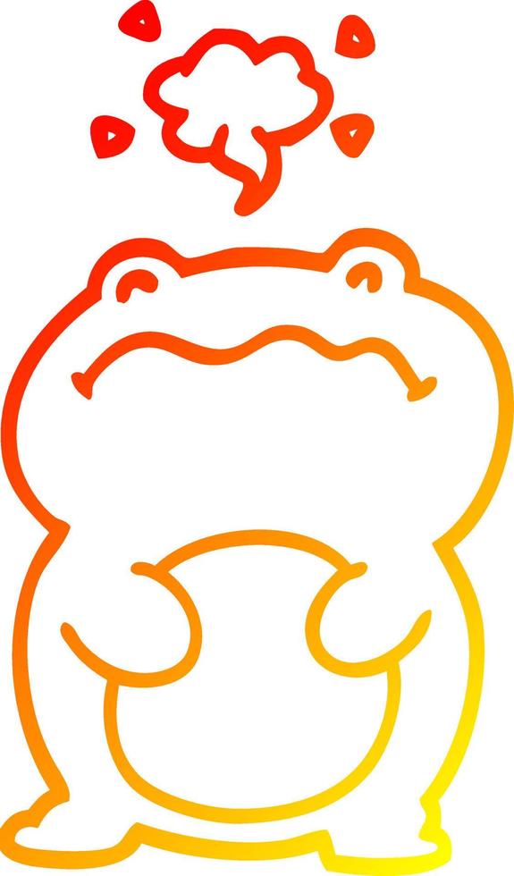 warm gradient line drawing funny cartoon frog vector