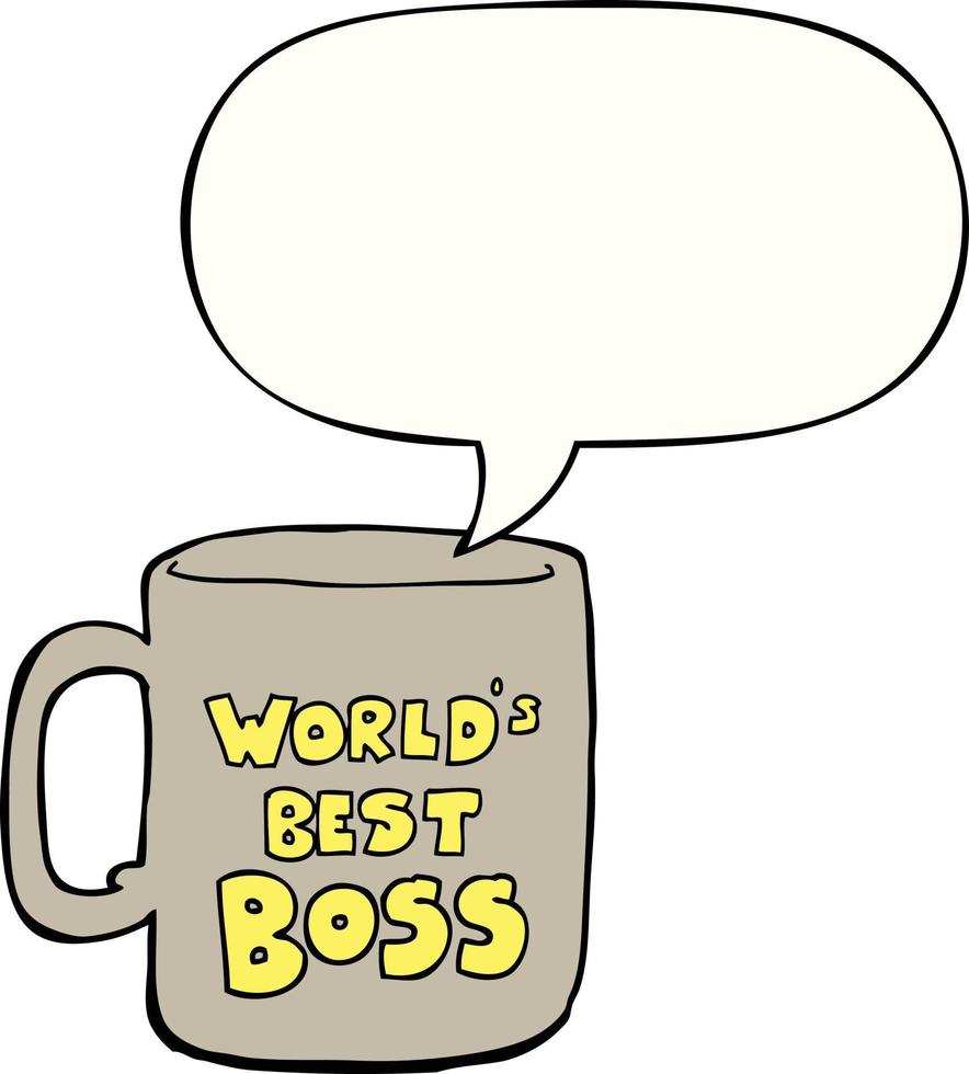 worlds best boss mug and speech bubble vector