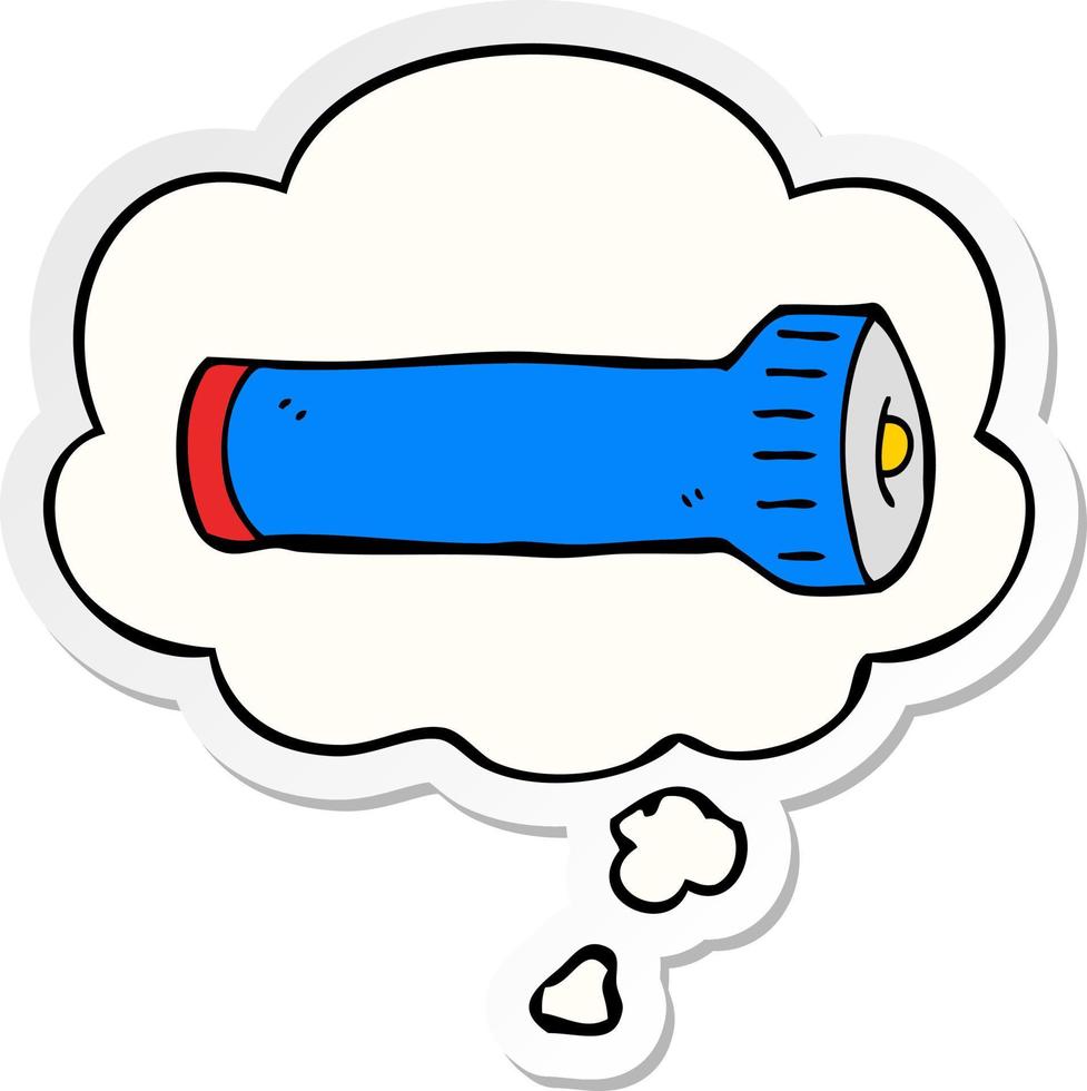 cartoon torch and thought bubble as a printed sticker vector