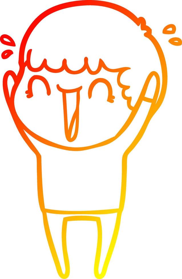 warm gradient line drawing cartoon man jumping for joy vector