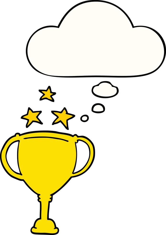 cartoon sports trophy and thought bubble vector