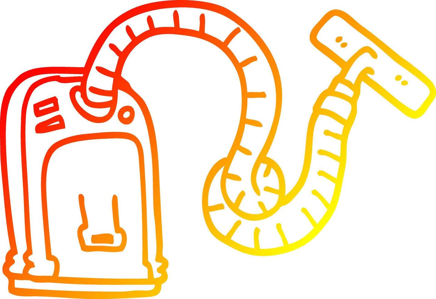 warm gradient line drawing cartoon vacuum cleaner vector