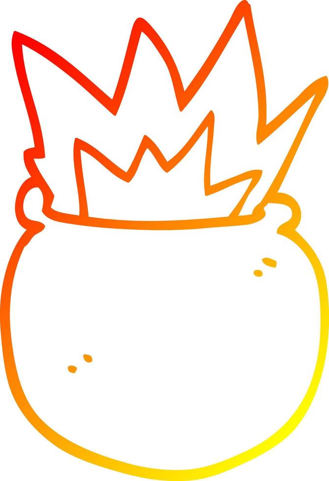 warm gradient line drawing cartoon exploding cauldron vector