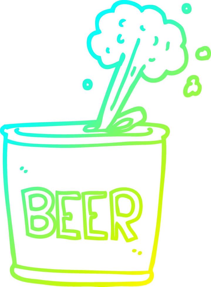 cold gradient line drawing cartoon beer can vector