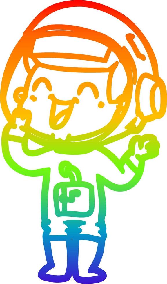 rainbow gradient line drawing happy cartoon astronaut vector