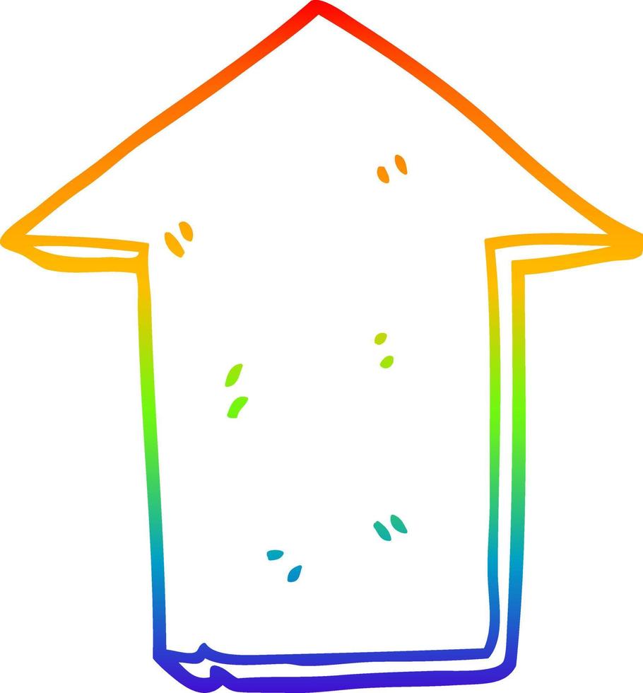 rainbow gradient line drawing cartoon pointing arrow vector