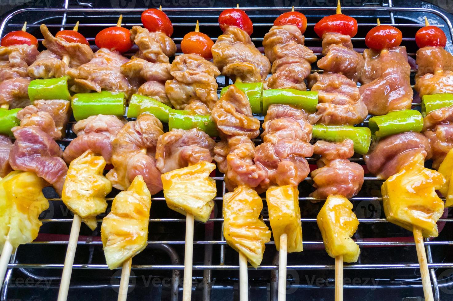 Mix meat and vegetable barbecue grilled. photo