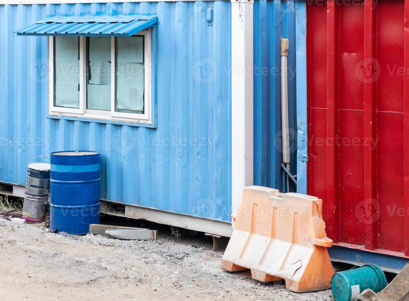The temporary container box for use to the office room in the construction site. photo