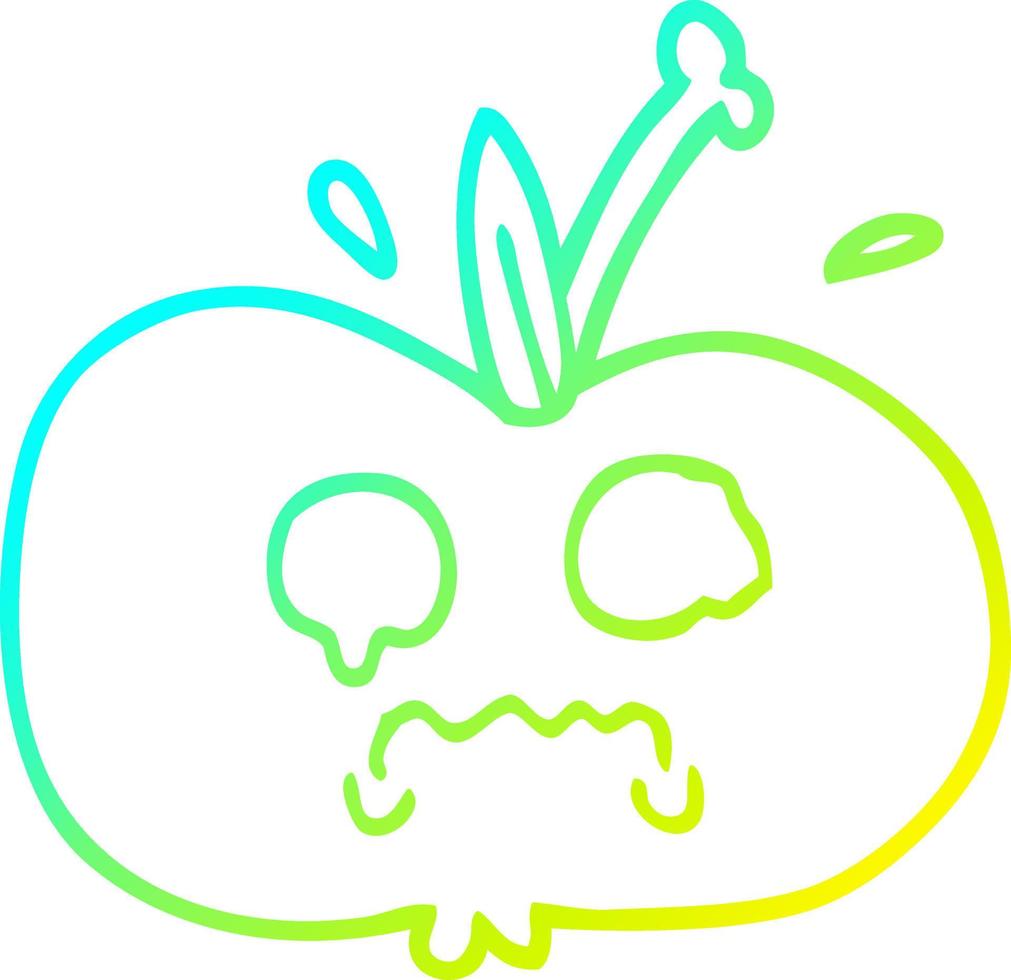 cold gradient line drawing cartoon sad apple vector