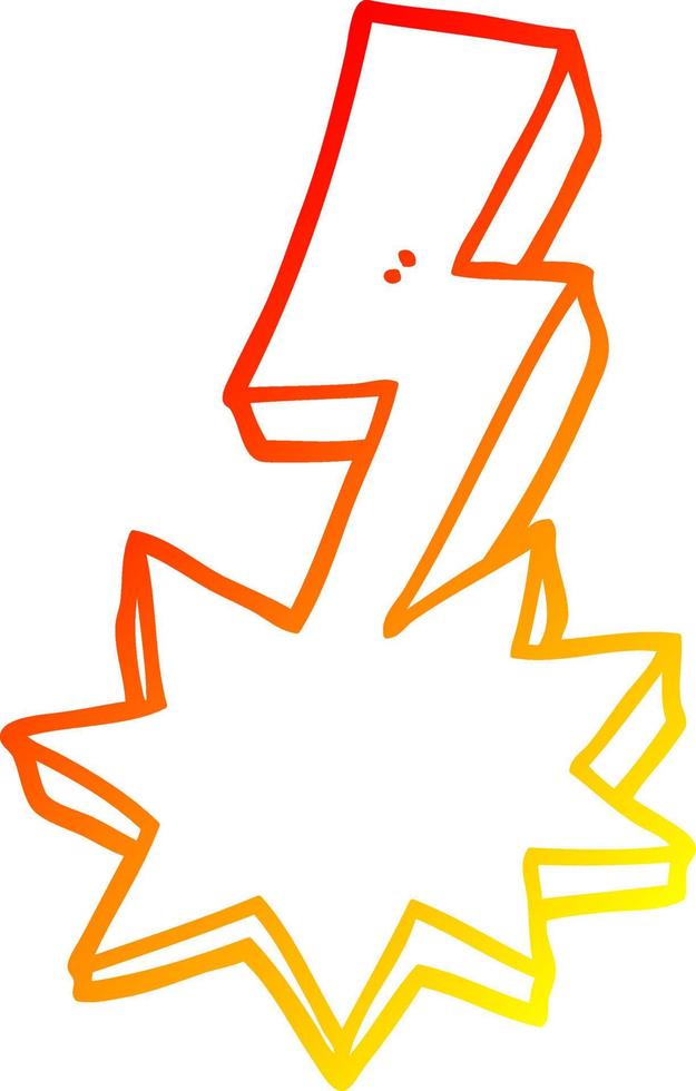 warm gradient line drawing cartoon lightning strike vector