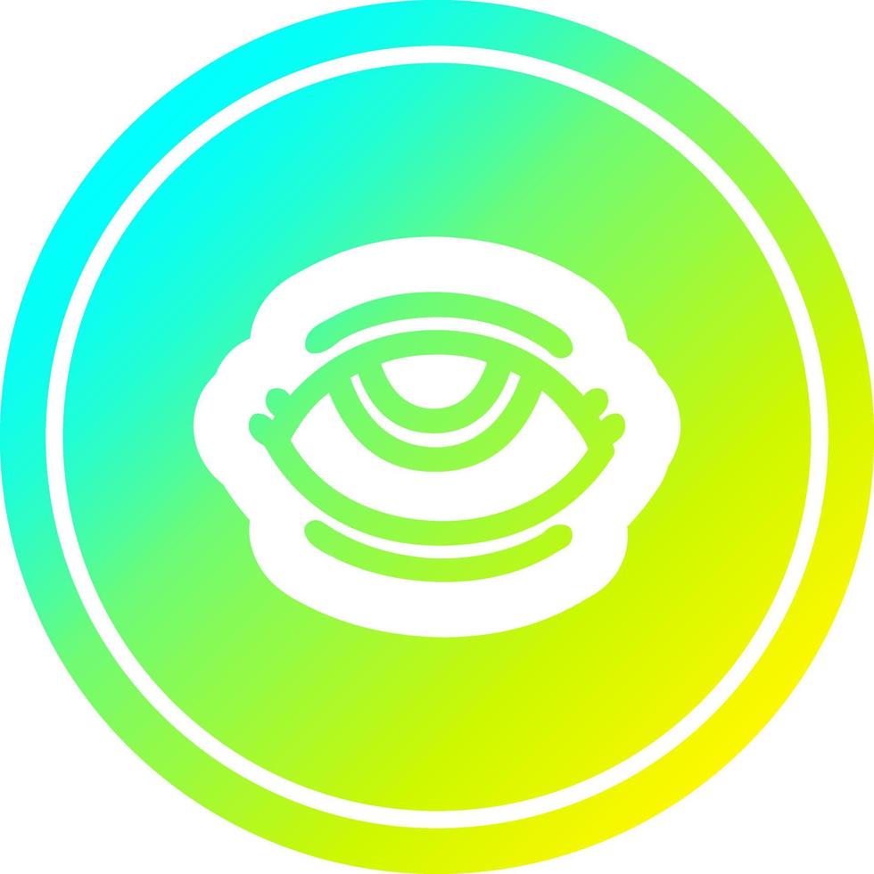 eye symbol circular in cold gradient spectrum vector