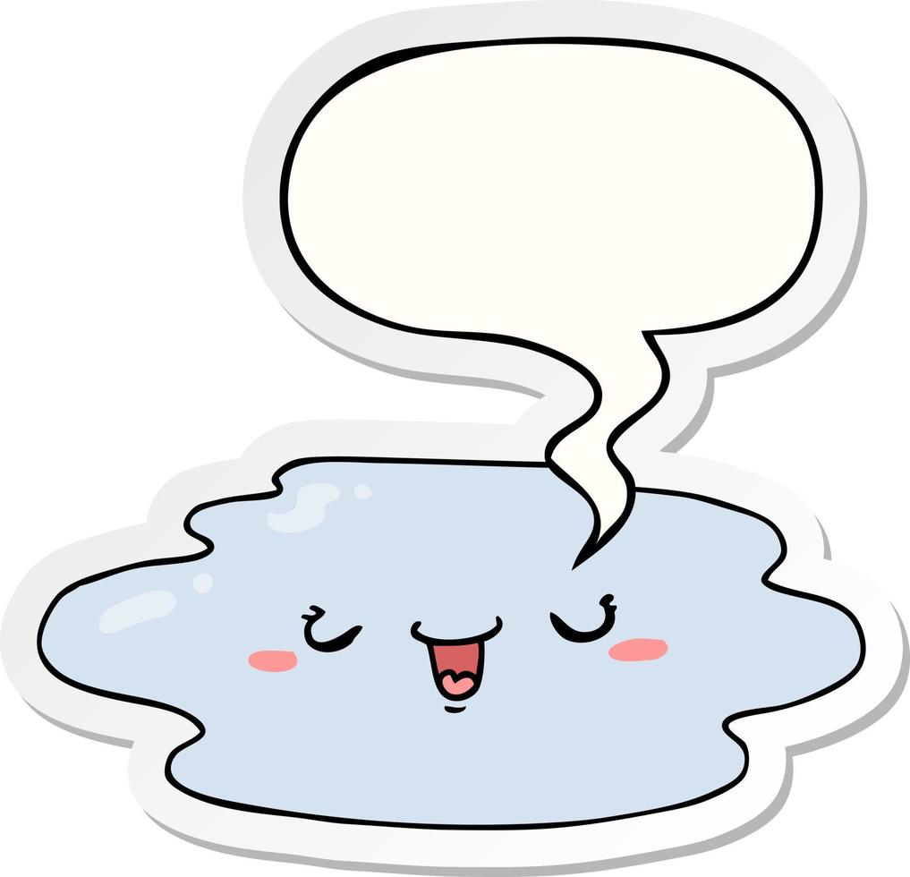 cartoon puddle and face and speech bubble sticker vector