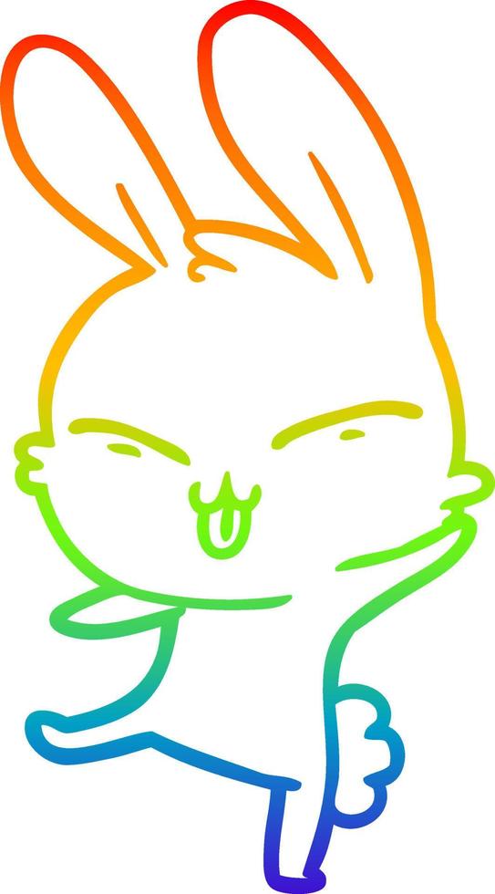rainbow gradient line drawing cute cartoon rabbit vector