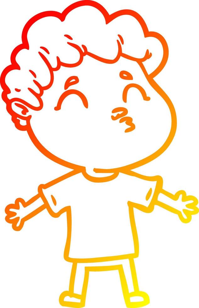 warm gradient line drawing cartoon man pouting vector
