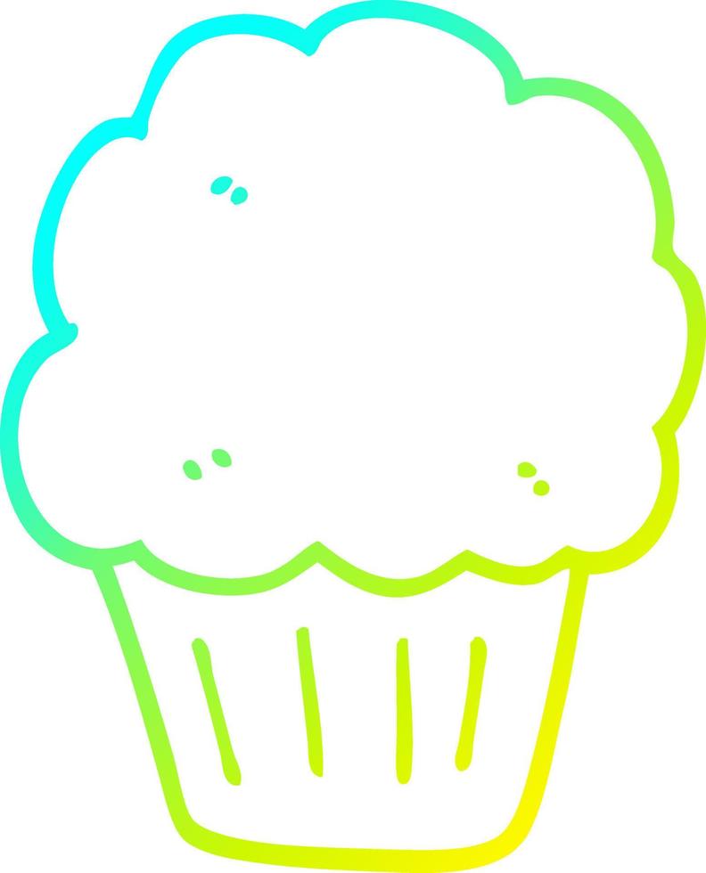 cold gradient line drawing cartoon cupcake vector