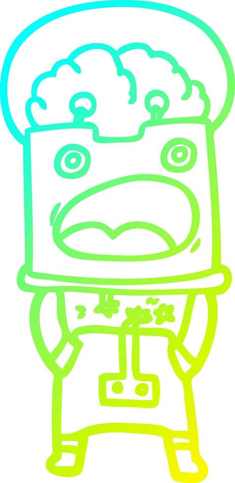 cold gradient line drawing cartoon robot vector