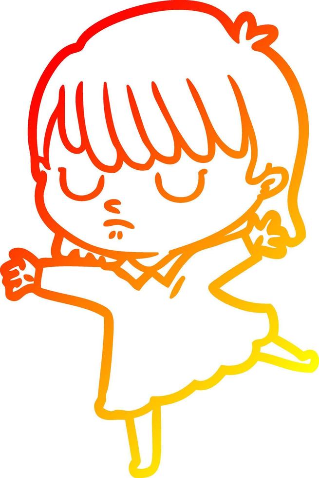 warm gradient line drawing cartoon woman vector