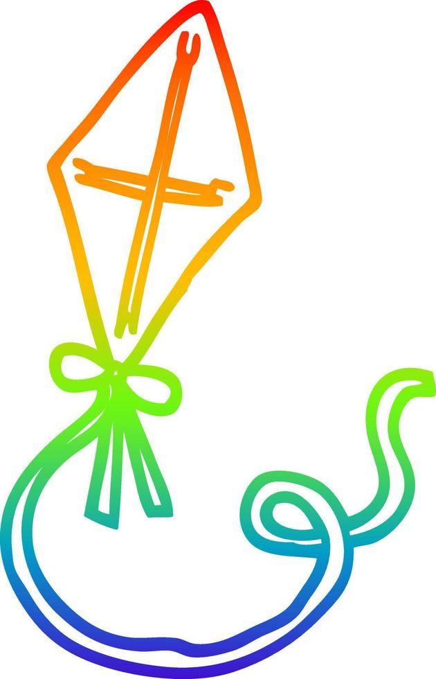 rainbow gradient line drawing cartoon kite vector