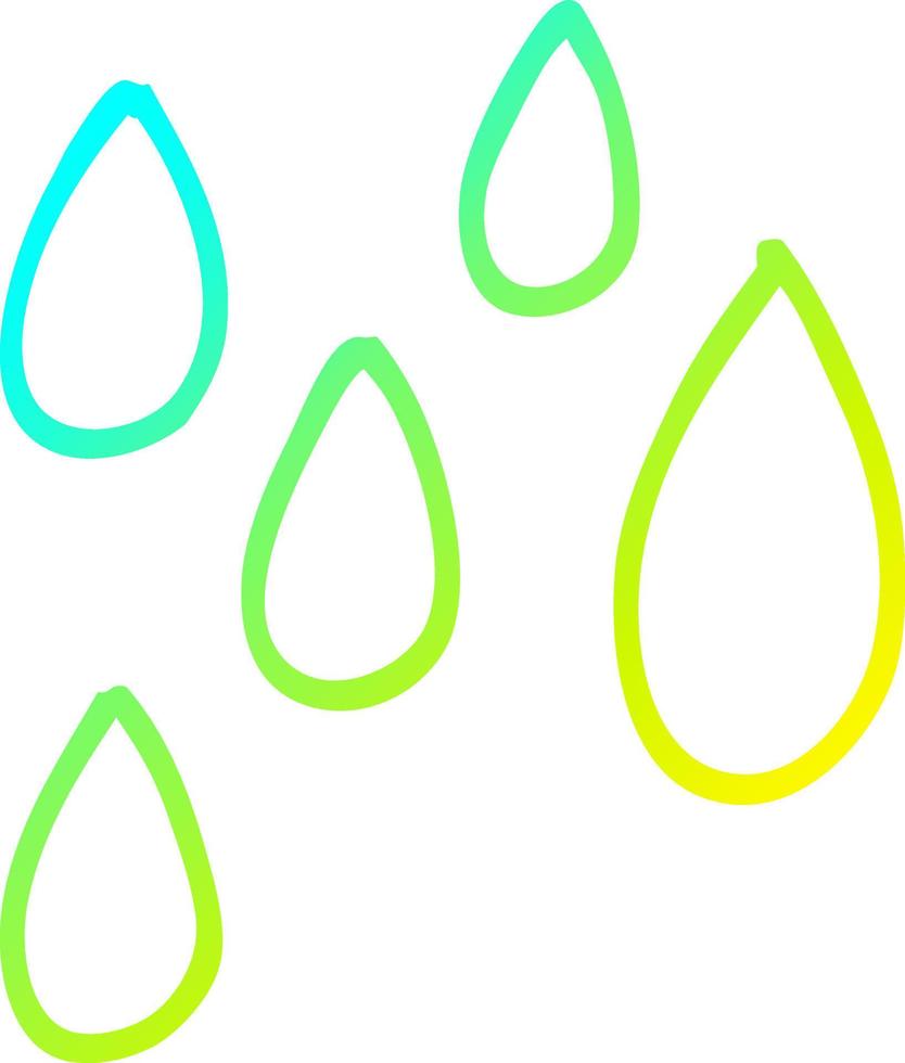 gotas de pintura verde de dibujos animados de dibujo de línea de gradiente frío vector