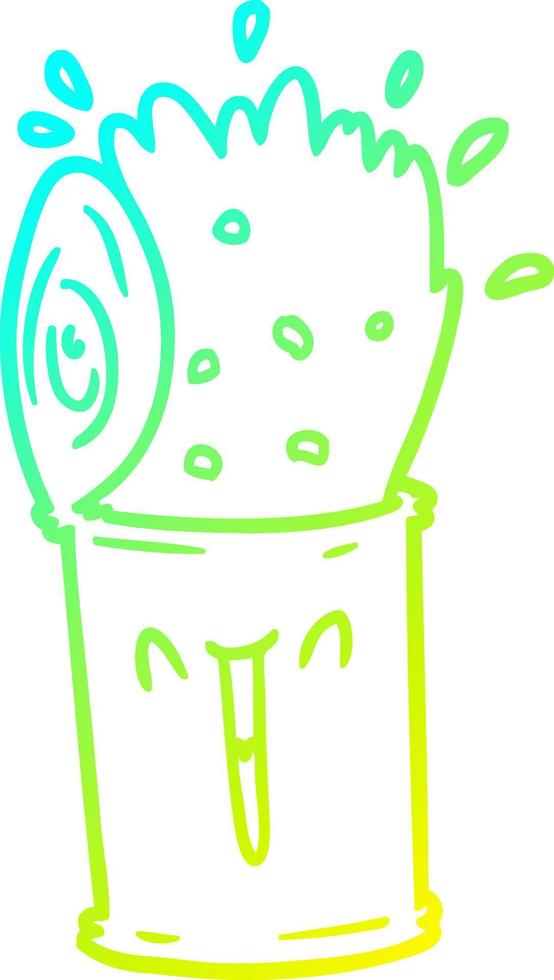 cold gradient line drawing cartoon happy exploding soup can vector