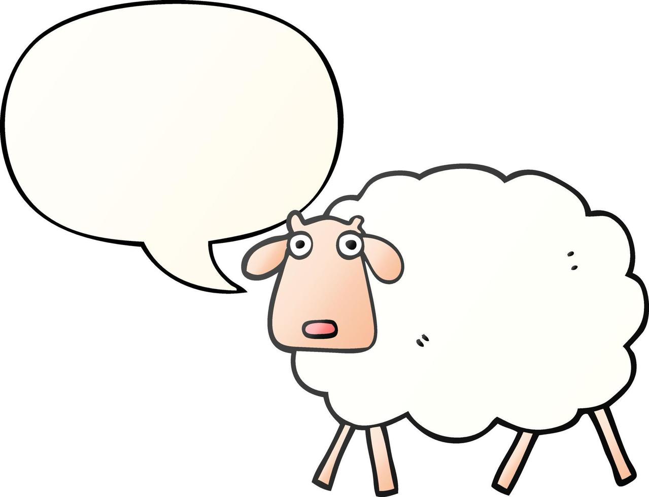cartoon sheep and speech bubble in smooth gradient style vector