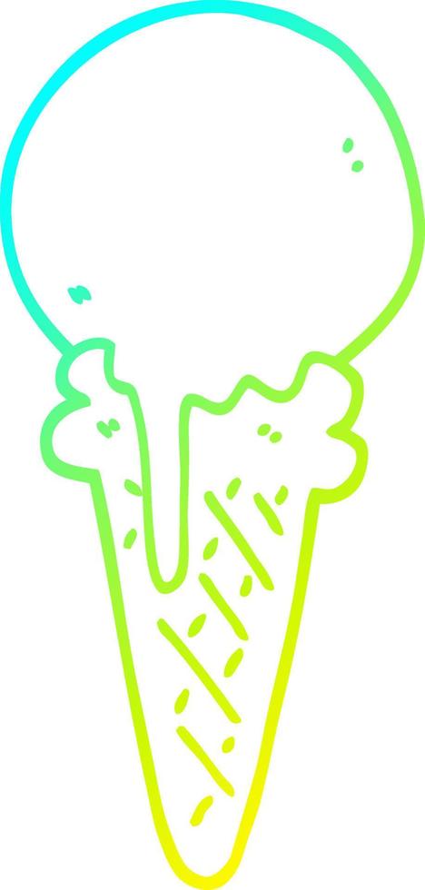 cold gradient line drawing cartoon ice cream cone vector
