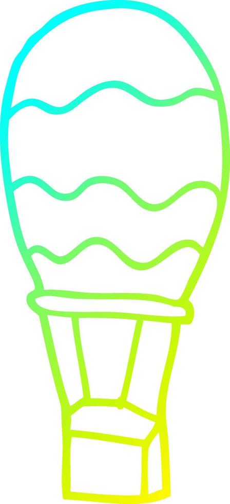 cold gradient line drawing cartoon hot air balloon vector