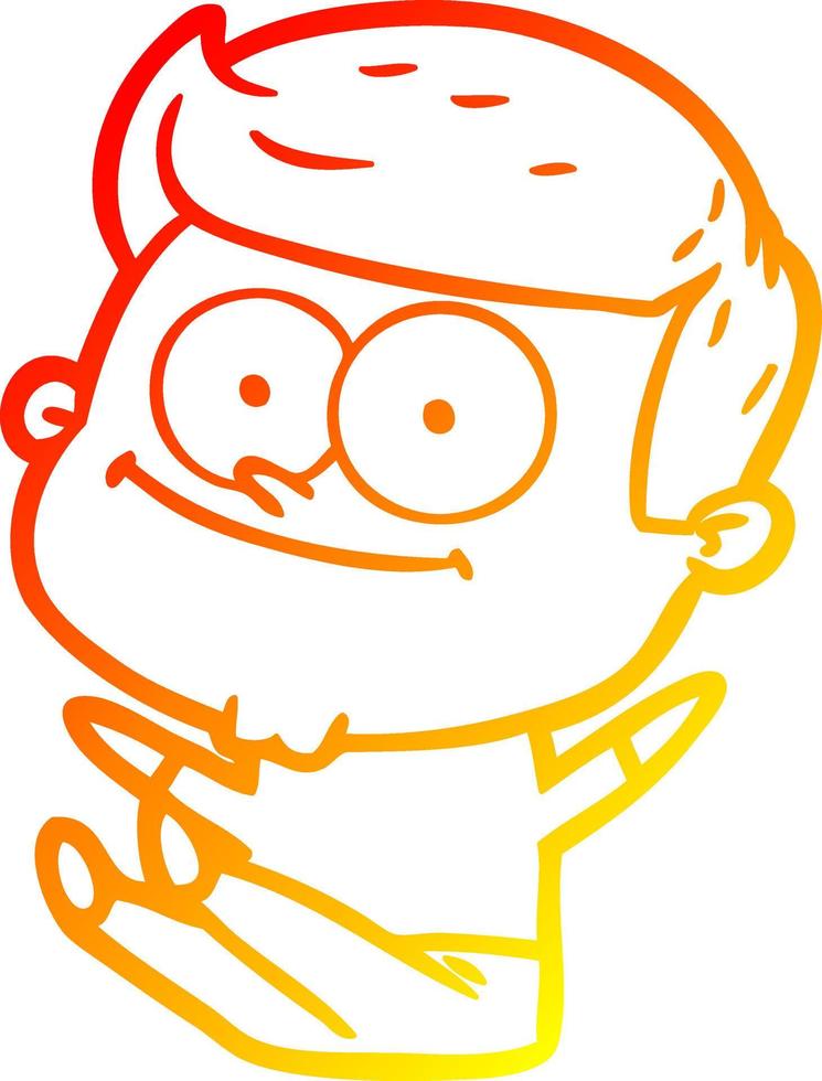 warm gradient line drawing cartoon happy man vector