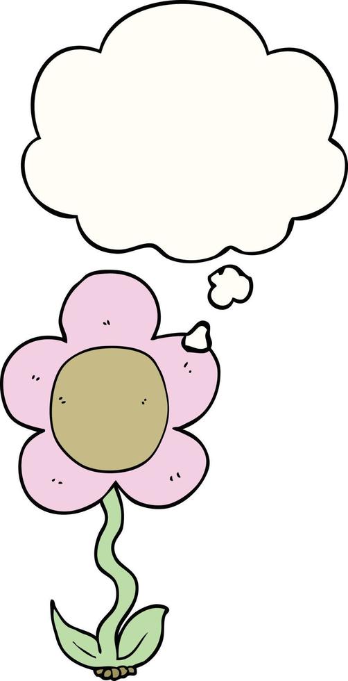 cartoon flower and thought bubble vector
