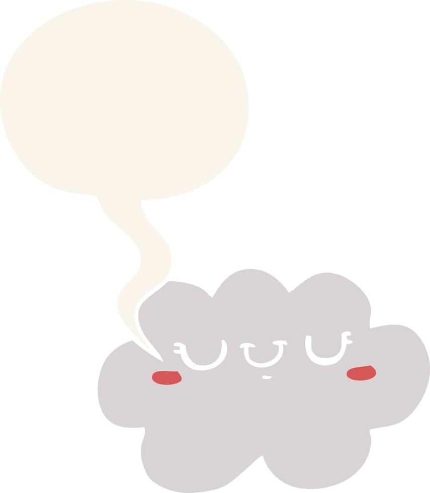 cute cartoon cloud and speech bubble in retro style vector