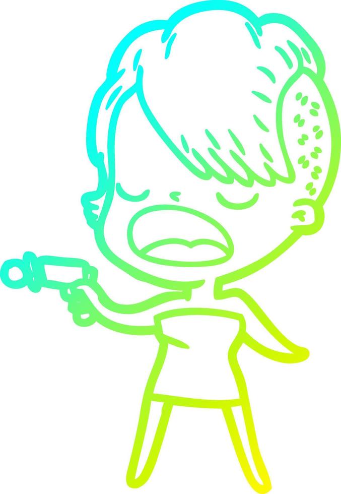 cold gradient line drawing cartoon cool hipster girl talking vector