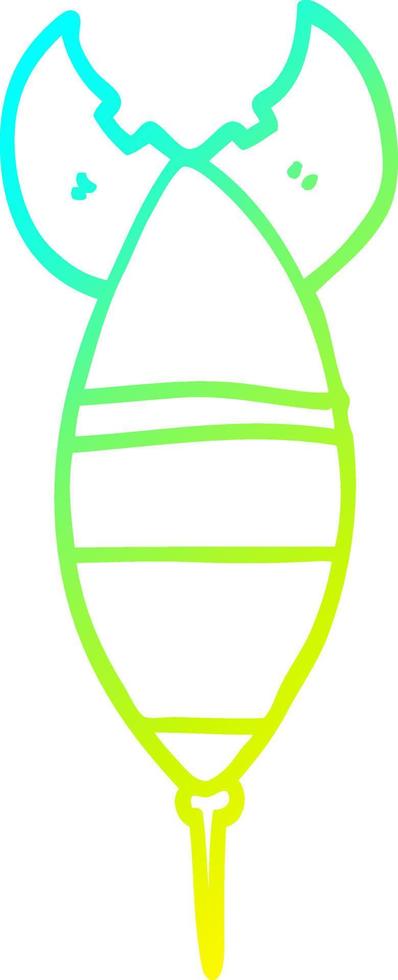 cold gradient line drawing cartoon rocket vector