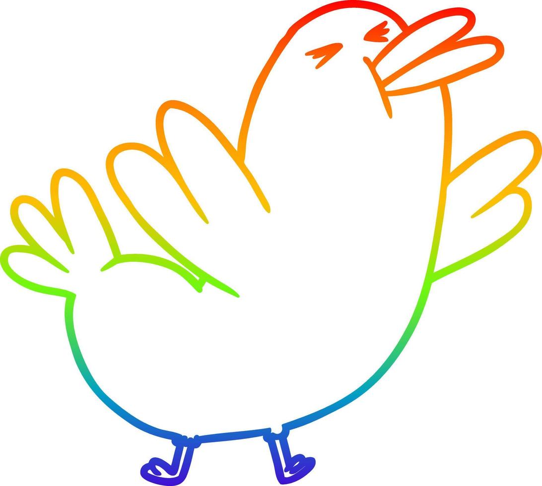 rainbow gradient line drawing cartoon blackbird vector