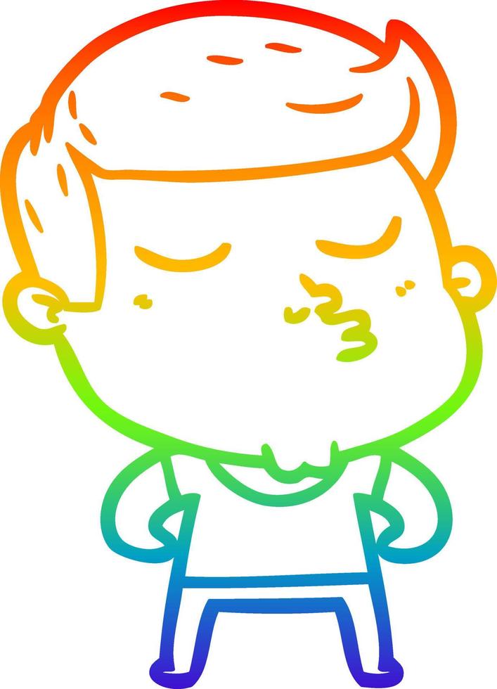 rainbow gradient line drawing cartoon model guy pouting vector