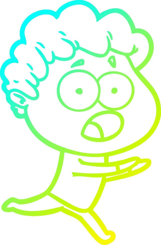 cold gradient line drawing cartoon man gasping in surprise vector