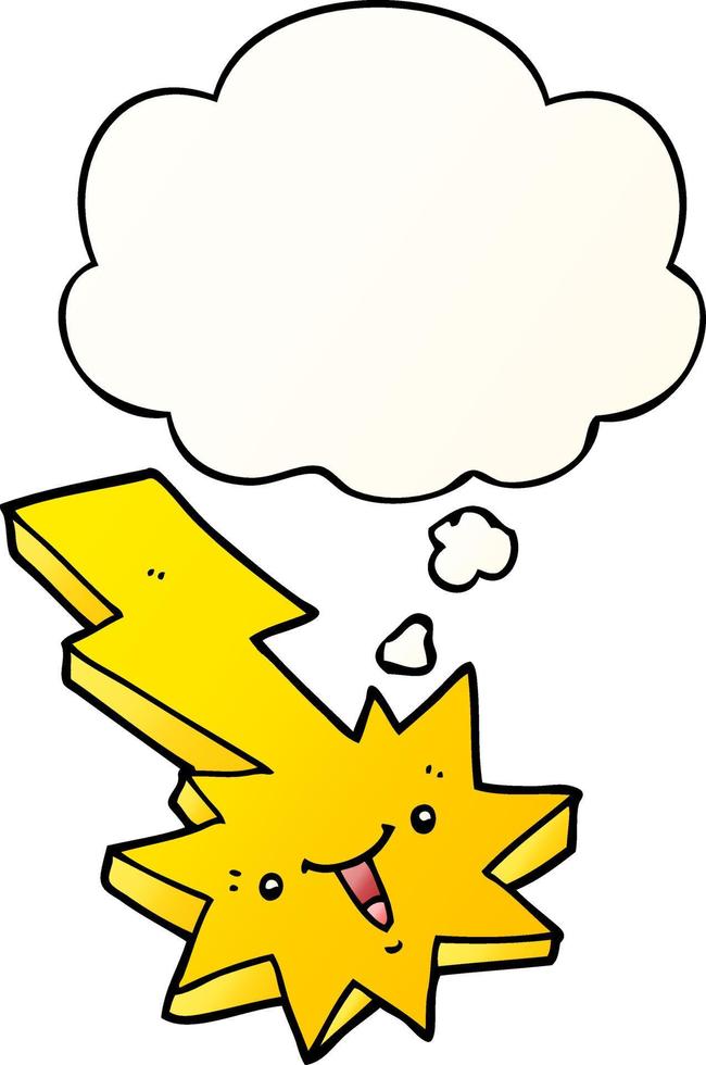 cartoon lightning strike and thought bubble in smooth gradient style vector